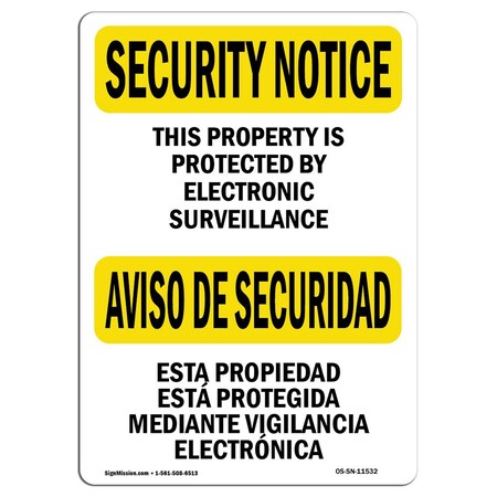 Signmission OSHA Security Sign, 12" Height, 18" Width, Aluminum, Electronic Surveillance Bilingual, Landscape OS-SN-A-1218-L-11532